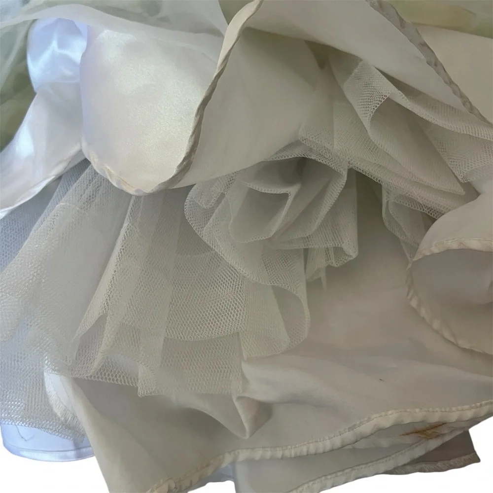 Strapless Green Floral A-Line Crinoline Gown Prom Formal Evening Dress-Size 2 - Picture 6 of 14